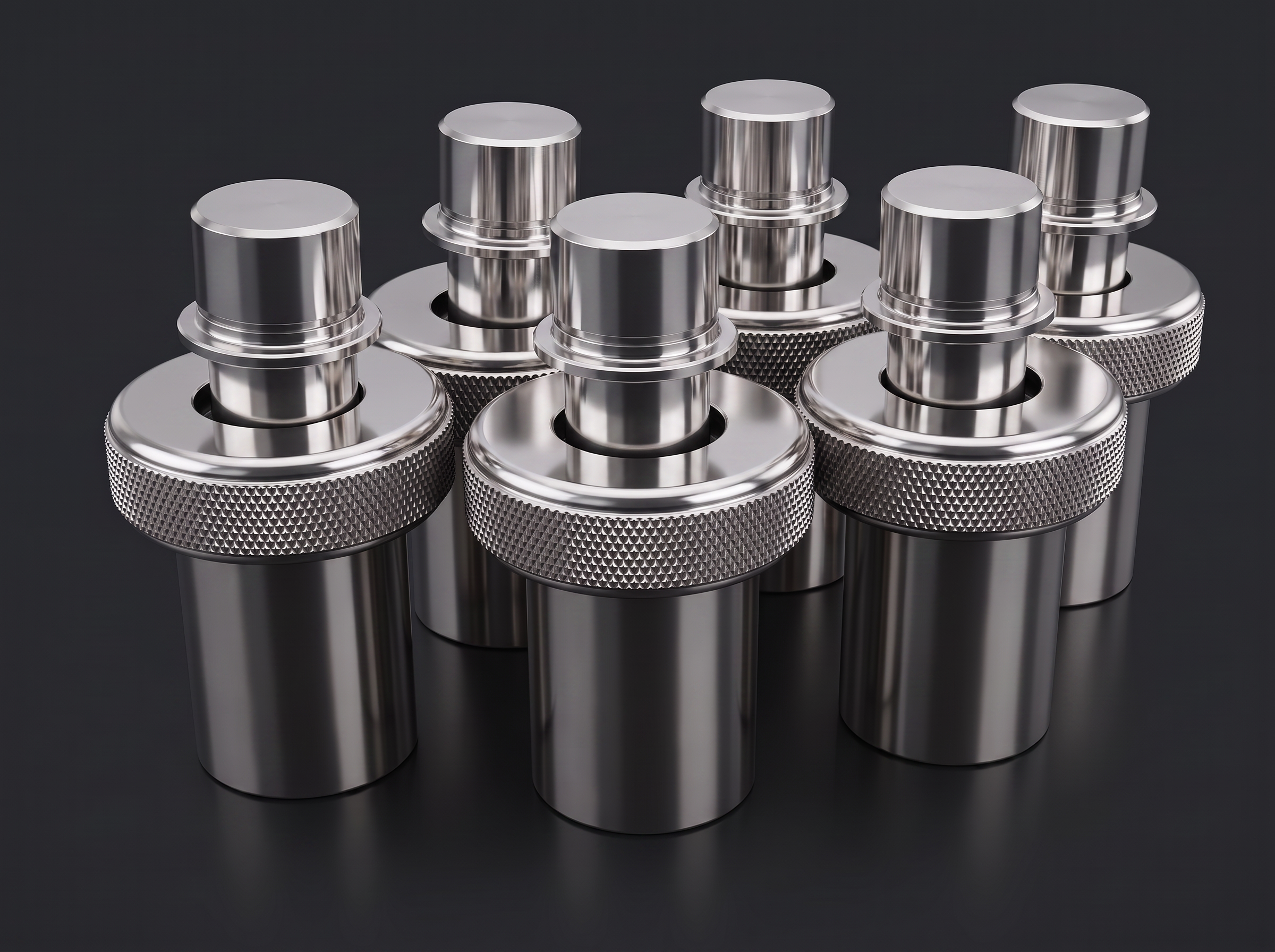 Batch of stainless steel Ingold port assemblies with knurled nuts